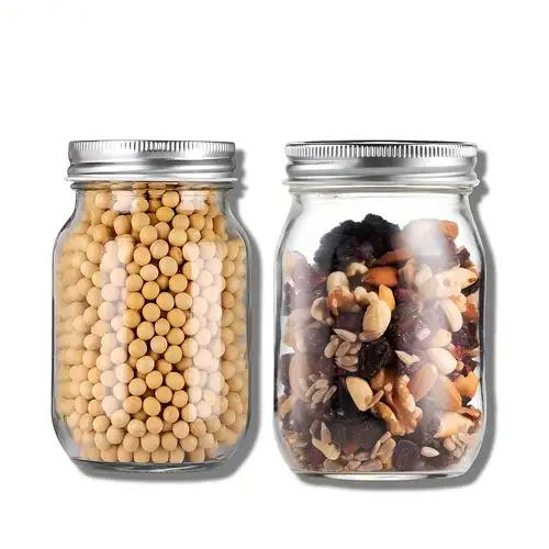 Mason Jars with Lids 16 oz. Set of 10, Bulk Pack - Glass Jars for Overnight  Oats, Candies, Fruits, Pickles, Spices, Beverages - Black 