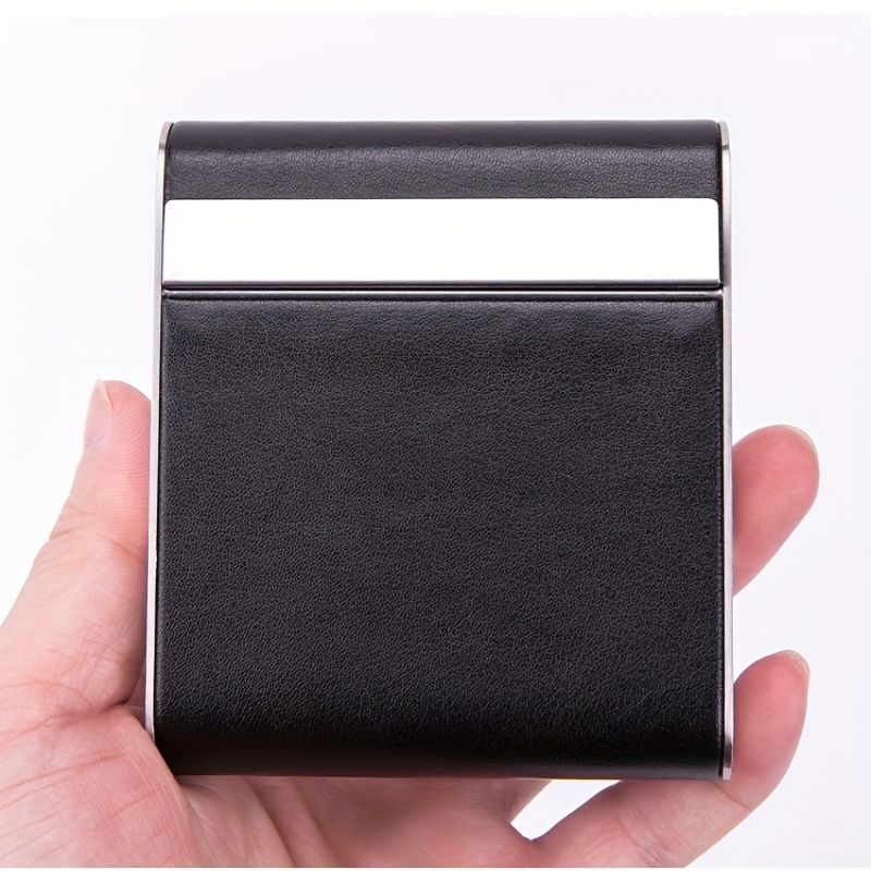 Leather & Metal Pocket Cigarette Box Holds 20 Cigarettes