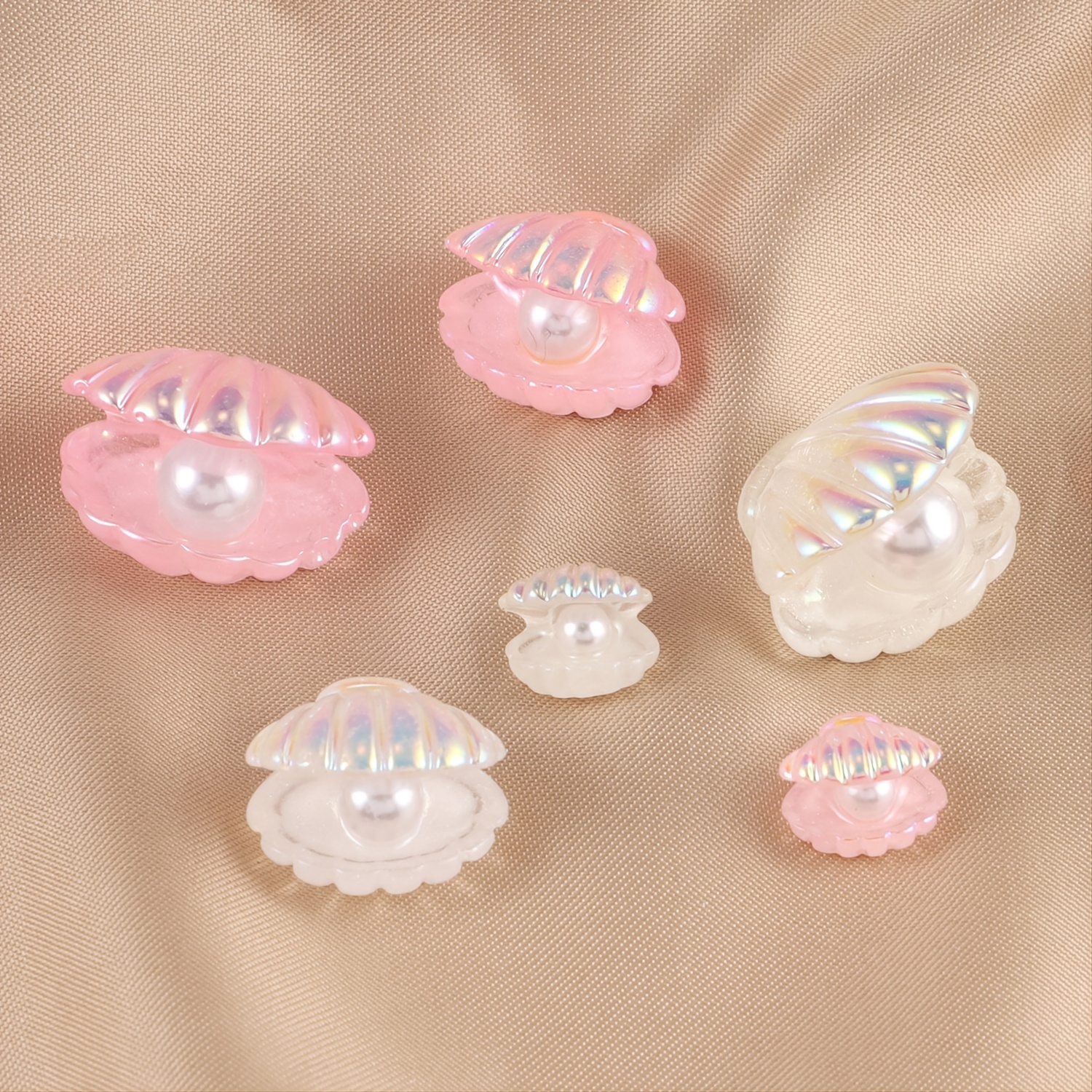6pcs Colorful Mixed Pack Pearl Shells, Plastic Simulated
