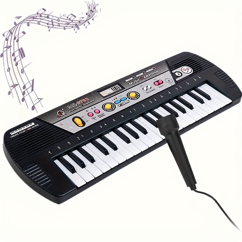 61 Touches Jouet de Piano Électronique Instrument de Piano Electrique avec  Microphone Apprentissage Précoce de La Musique Clavier Portable Cadeau