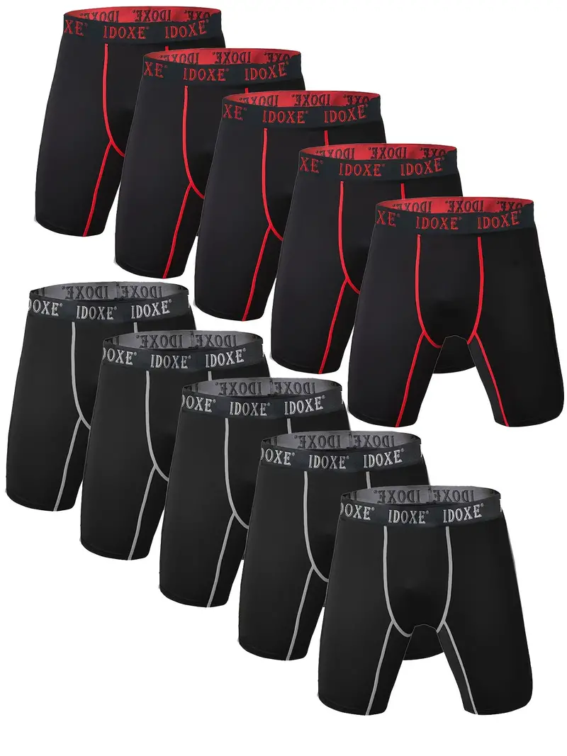 10pcs Men's Long Boxer Briefs Shorts, Anti-wear Breathable Comfy Quick  Drying Sweat-absorbing Stretchy Sports Boxer Panties, Men's Underwear