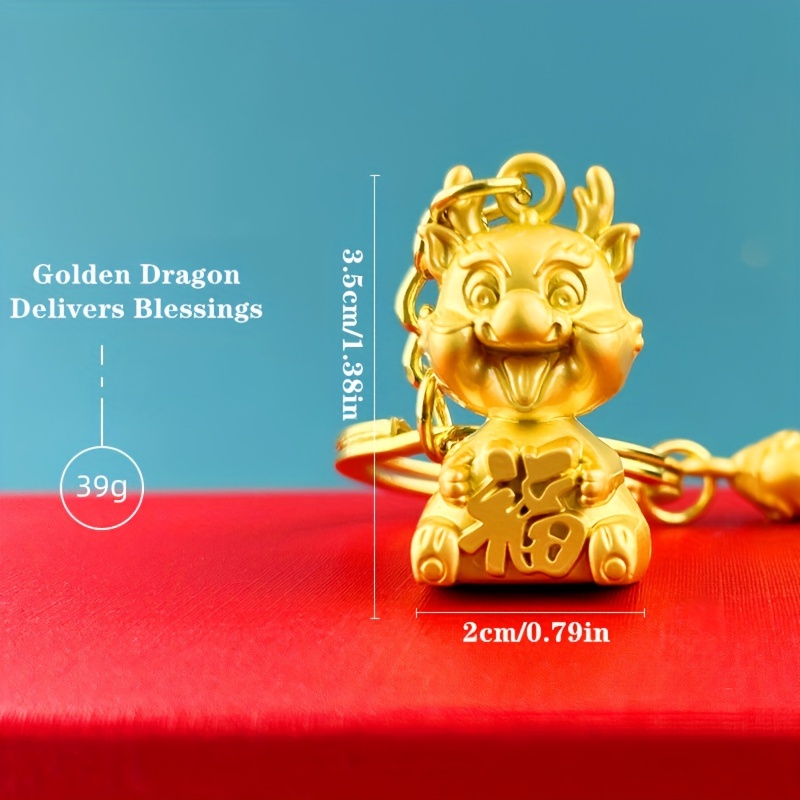 Porte-clés avec pompon, pendentif année du dragon, joli cadeau de nouvel  an, tête de dragon