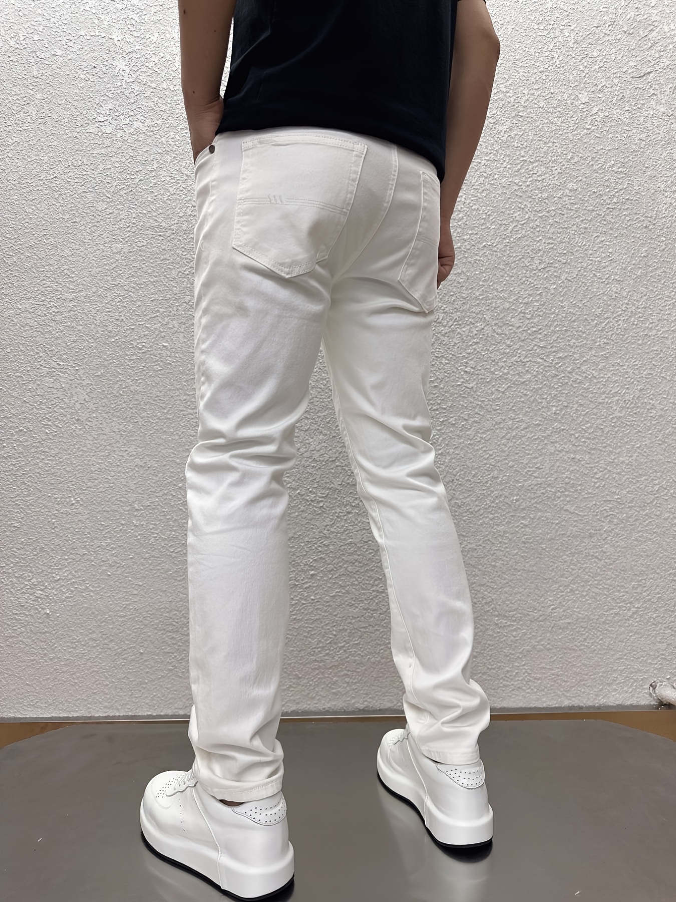 2023 Men's White Jeans Fashion Casual Classic Style Slim Fit Soft