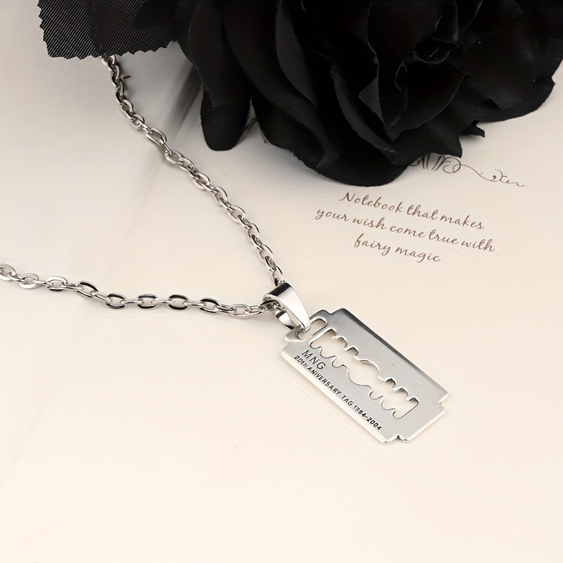 Razor Blade Necklace Gothic For Men Women Stainless Steel Edgy Emo