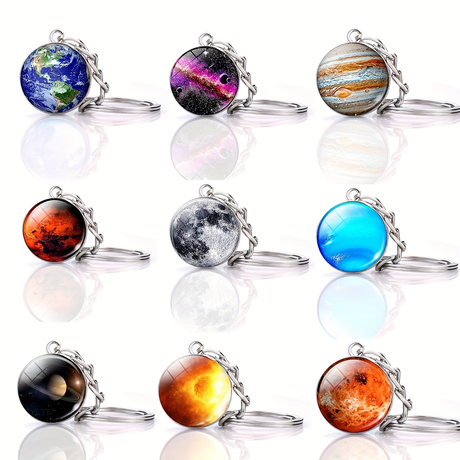 Solar System Planetary Keychain, Galaxy Nebula Double-sided Glass Space  Astronaut Pendant, Fashionable Men's Car Keychain - AliExpress