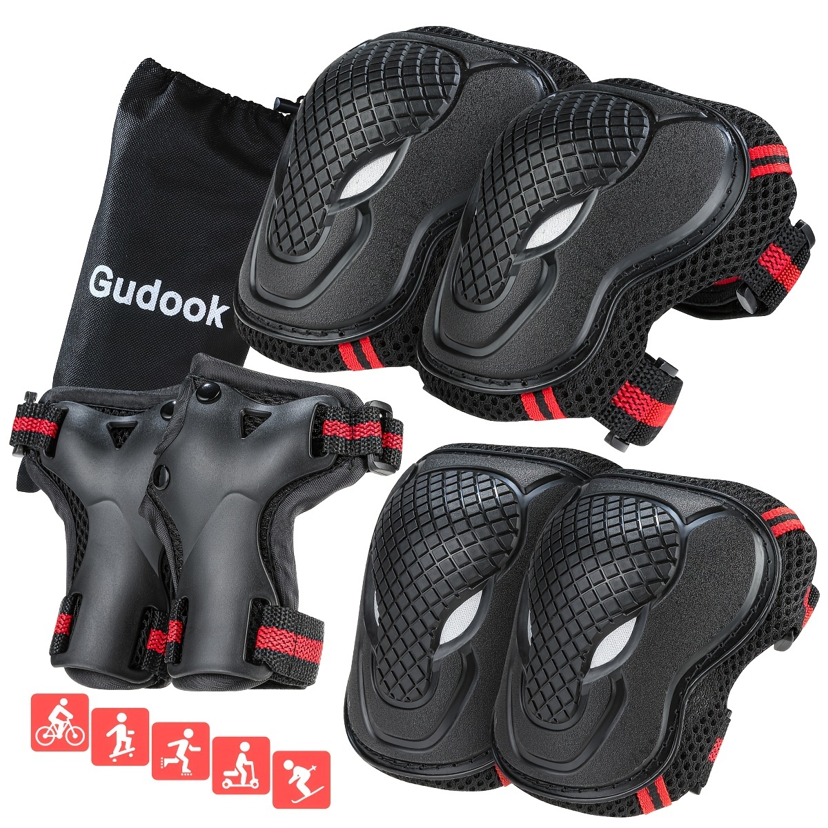 6pcs Kids Elbow Wrist Knee Pads Protective Gear Set Skate Roller Cycling  Bike