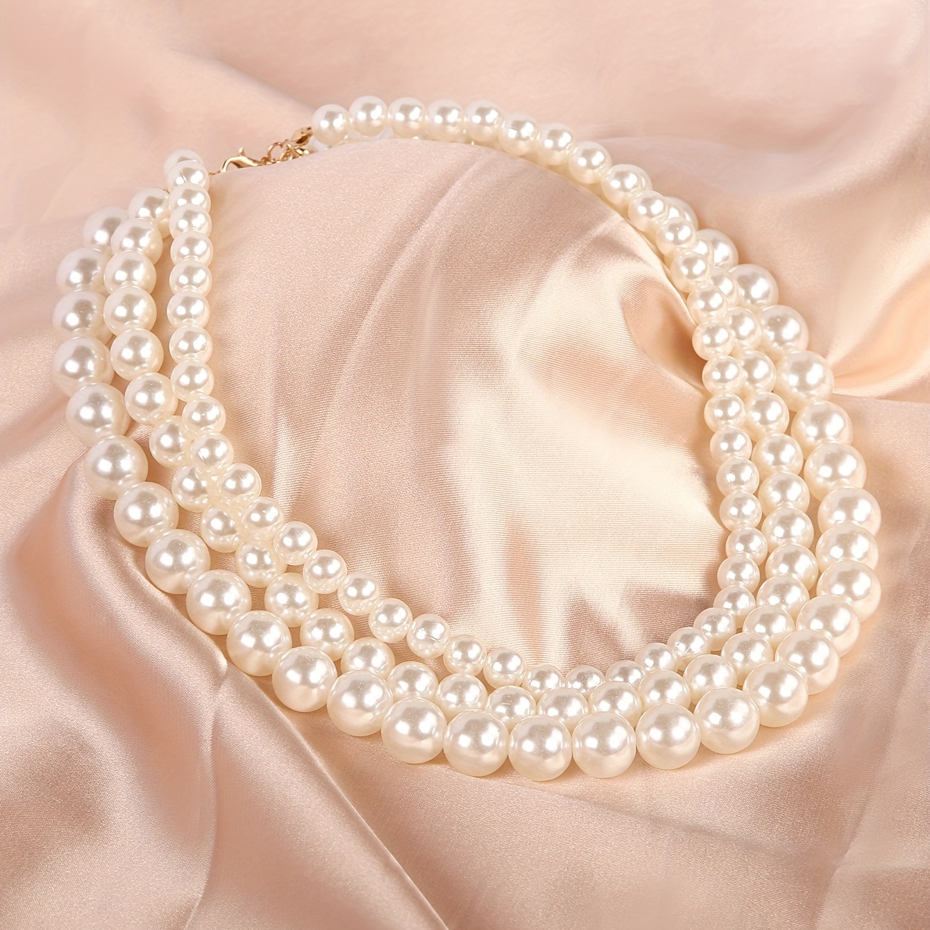 Women's Vintage Style Layered Choker Pearl Necklace