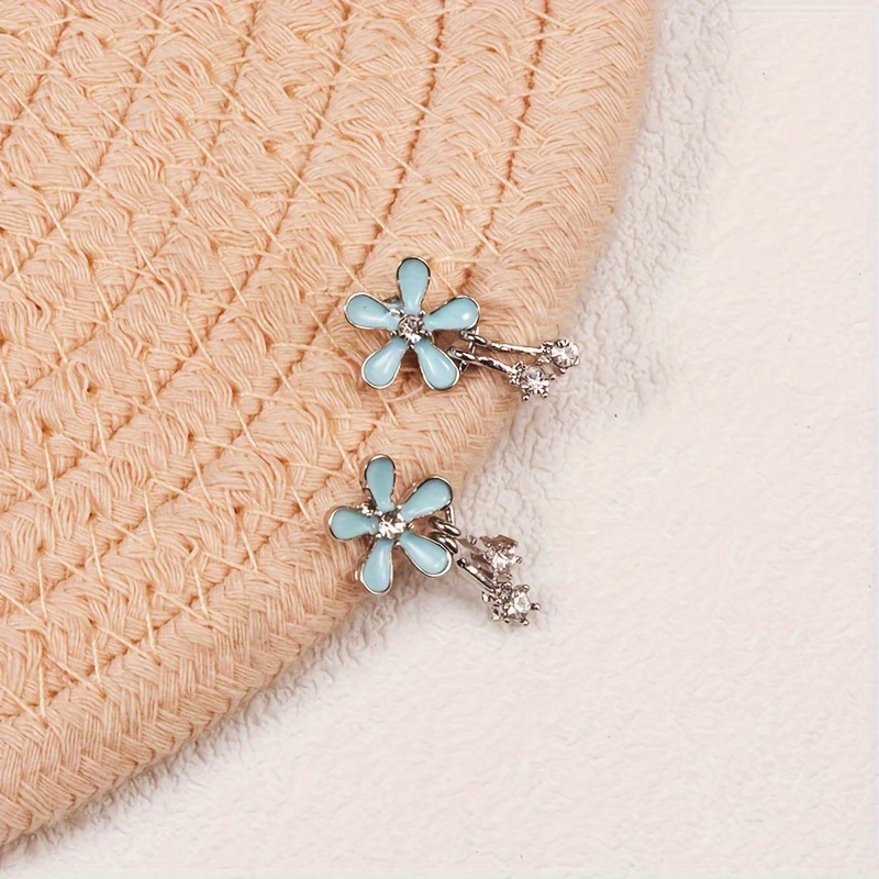 Blue Daily Design Sparkling Zircon Pendant Dangle Earrings Temu