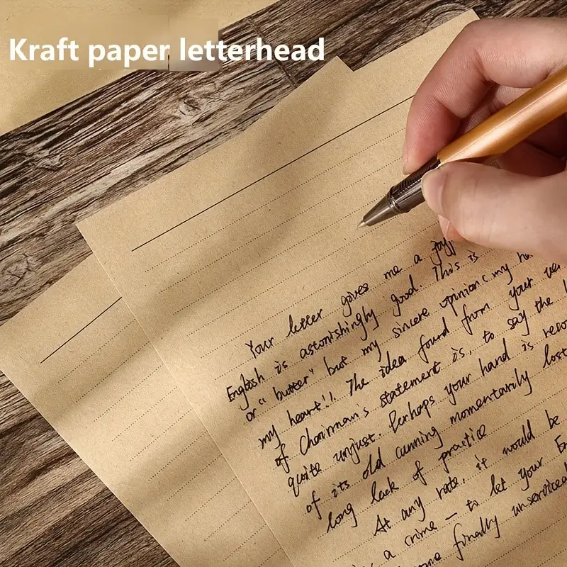 A4/a5 Retro Kraft Paper Letter Paper Simple Horizontal Line - Temu