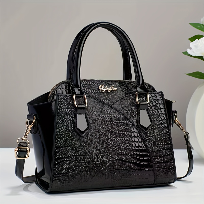 2pcs Crocodile Embossed Tote Bag With Purse, Best Work Bag For