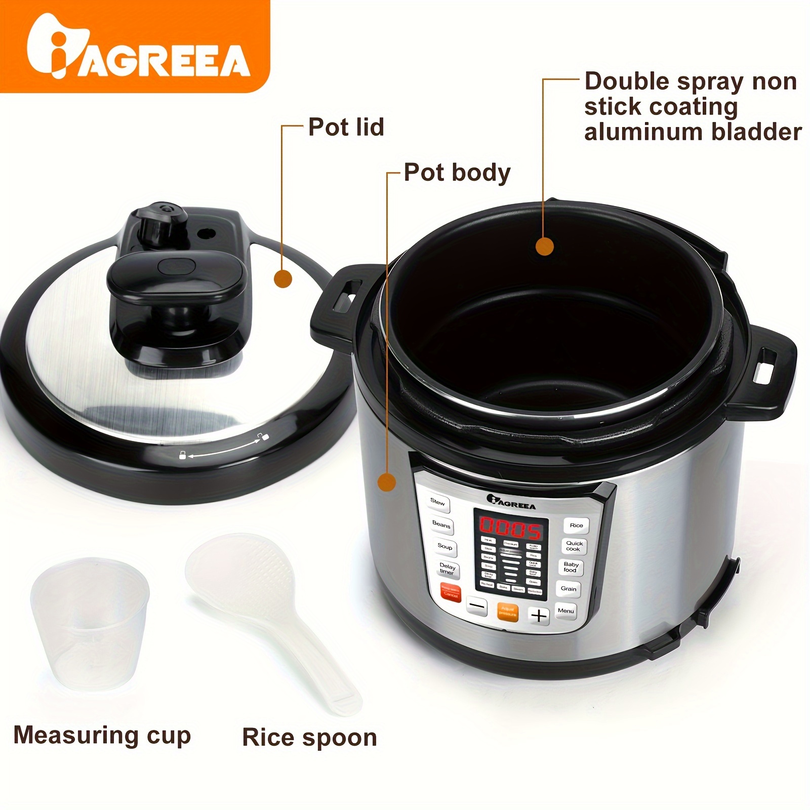 6L Pressure Rice Cooker Inner Pot Pressure Cooker Liner Stainless Steel  Inner Pot Non Stick Cookware For Kitchen Accessories