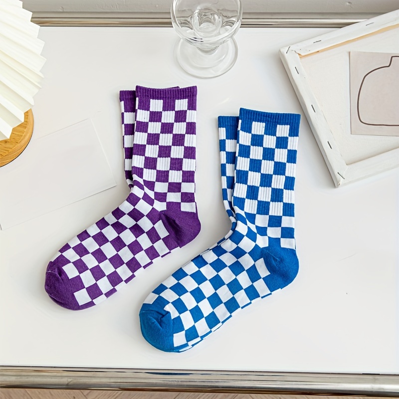 Plaid Print Socks Breathable All-match Stockings Women's Hosiery