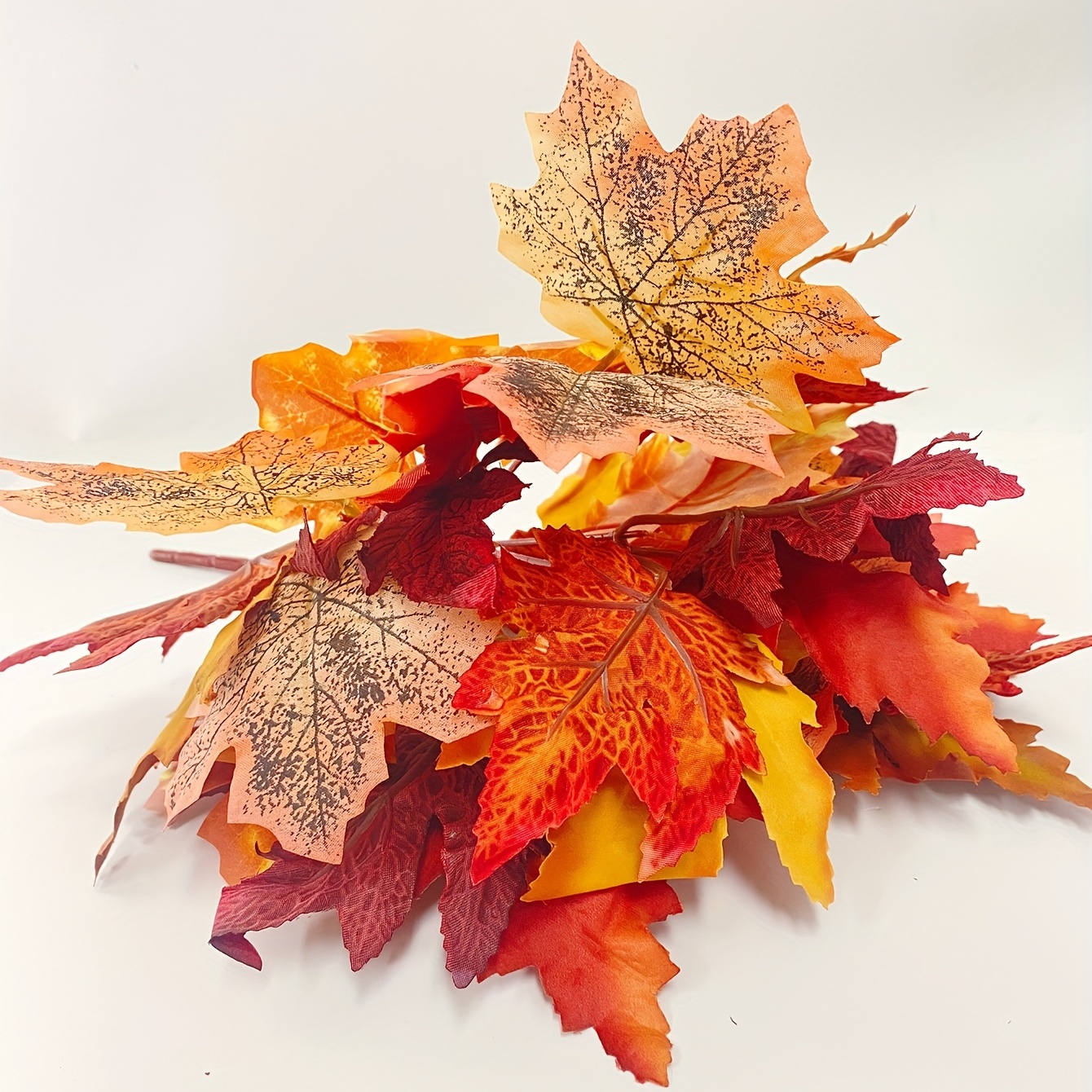 Faux Autumn Leaves Artificial Maple Leave Fake Fall Dried - Temu