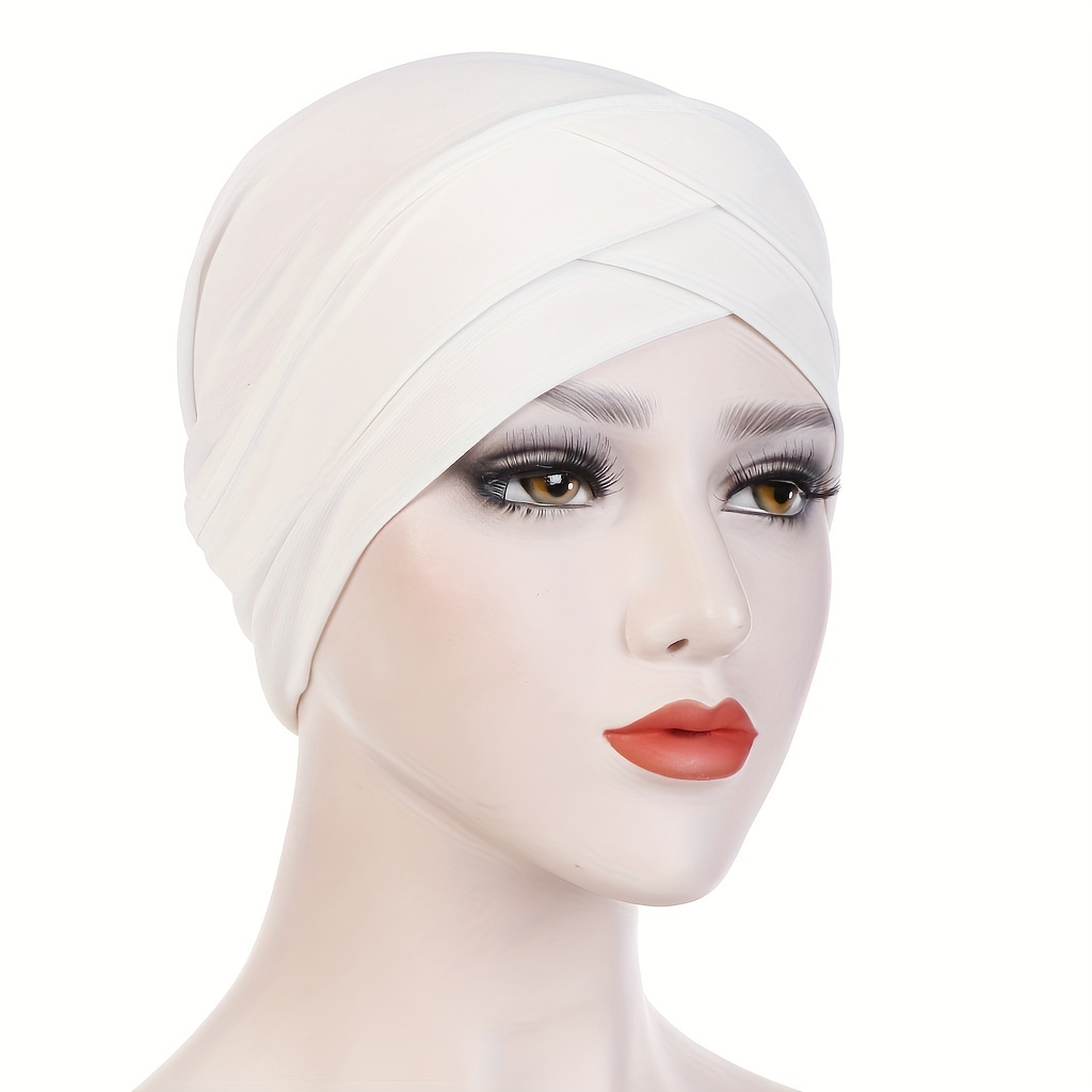 Cappello Turbante Cotone Elastico Tinta Unita Sciarpa Turbante Donna Hijab