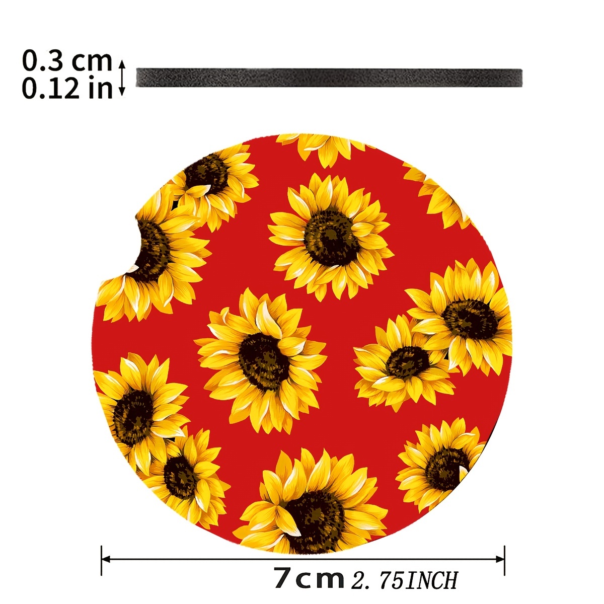 2 Stück Auto untersetzer Lustiges Sonnenblumen print design - Temu