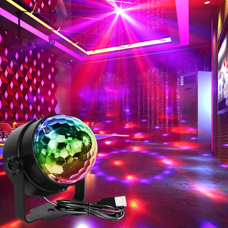 Palla Discoteca Rotante da 10 giri/min con motore e palla da discoteca con  spina con 4 luci colorate, 18 perline LED e sfera a specchio, per effetti  di luce discoteca : 