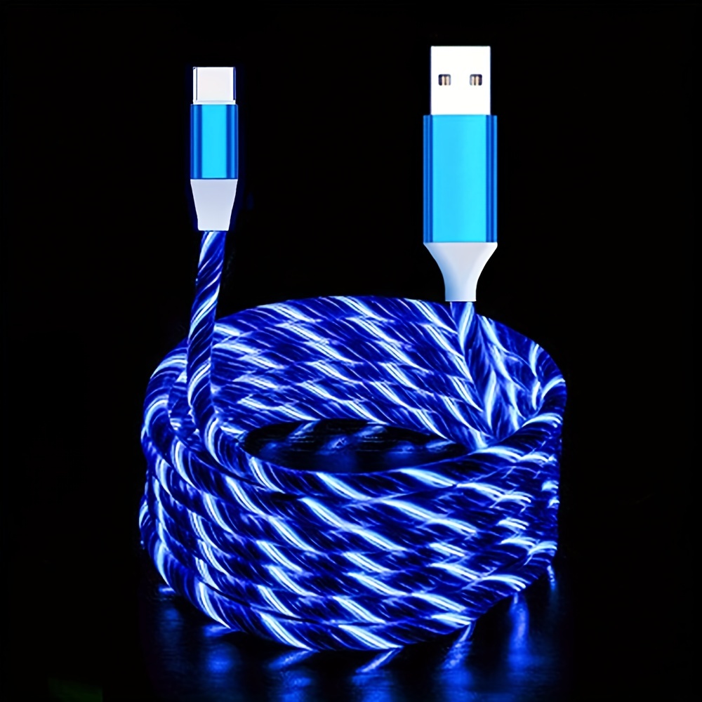 

1pc Usb Type C Cable Led Glowing Charging Cable 39.37inch/78.74inch For Samsung/xiaomi/vivo/oppo/redmi And More Usb C Smartphones Charger Cable