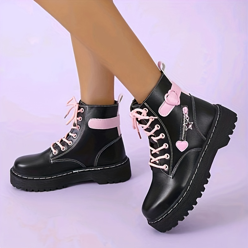 Mujeres Plataforma Botines Cortos Moda Encaje Botas Temu Mexico