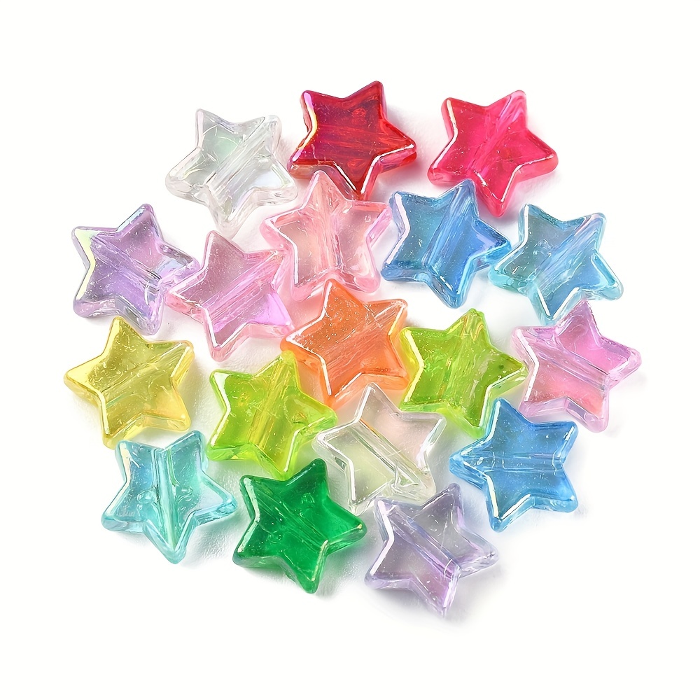 Bag Ab Color Star Shape Acrylic Beads Transparent Rainbow - Temu