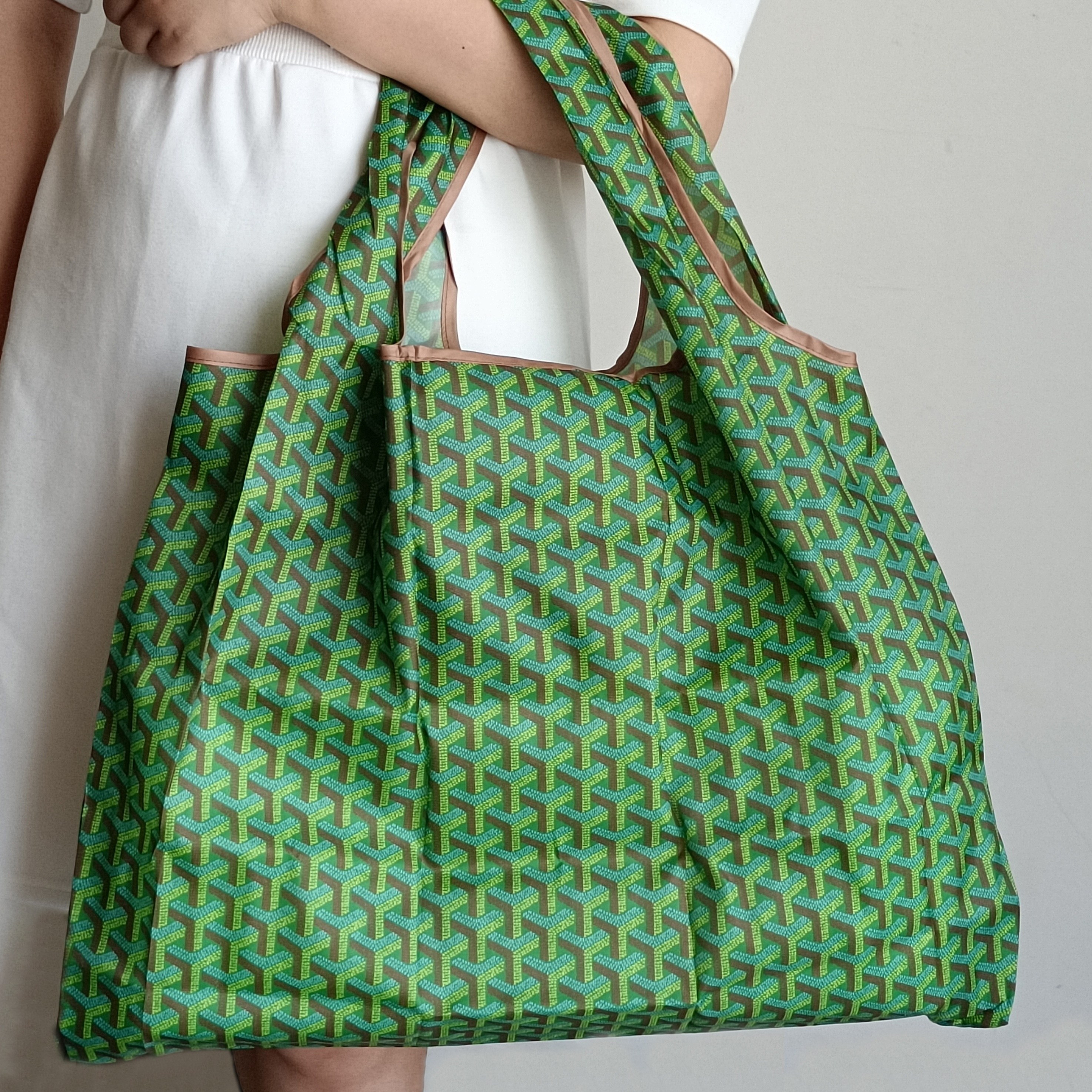 2pcs Large Capacity Plant Printed Folding Bag Eco friendly Shopping Bag