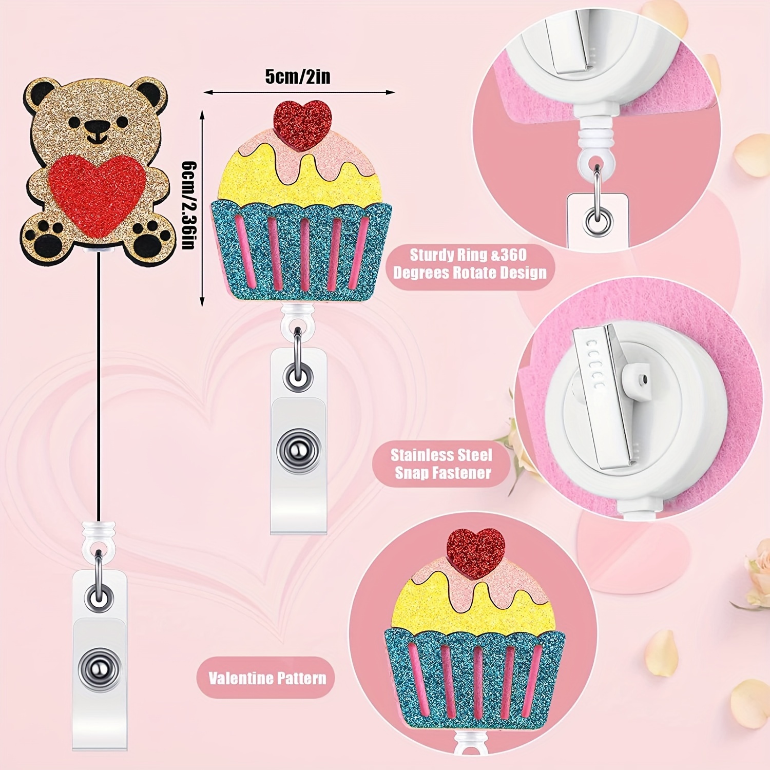  Cupcake Badge Reel Cute Badge Reels Retractable for