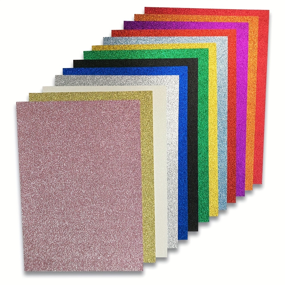 Geneic PAIKIUU Lot de 10 Feuilles de Papier cartonné Scintillant A4 Sparkle  250 g/m² Scintillantes en Papier cartonné coloré pour Bricolage