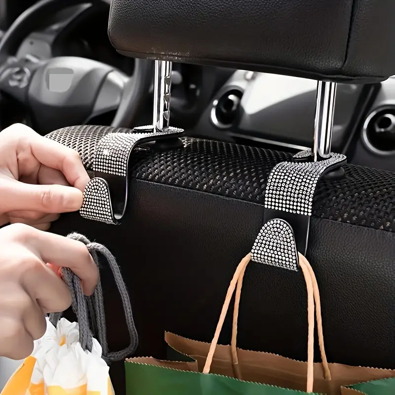 Car Hooks Diamond Inlay Creative Rear Seat Backrest Hooks - Temu