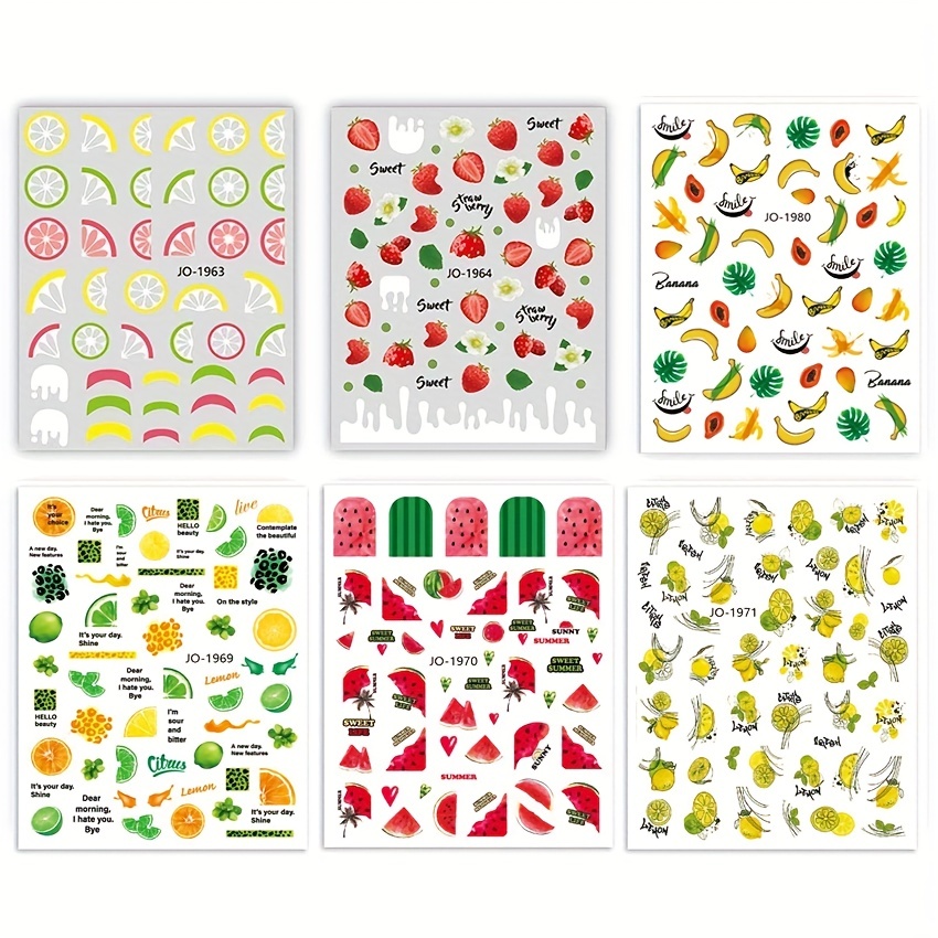 fruit nail art stickers summer cherry 3d self adhesive nail decals manicure decoration for women and girls details 4