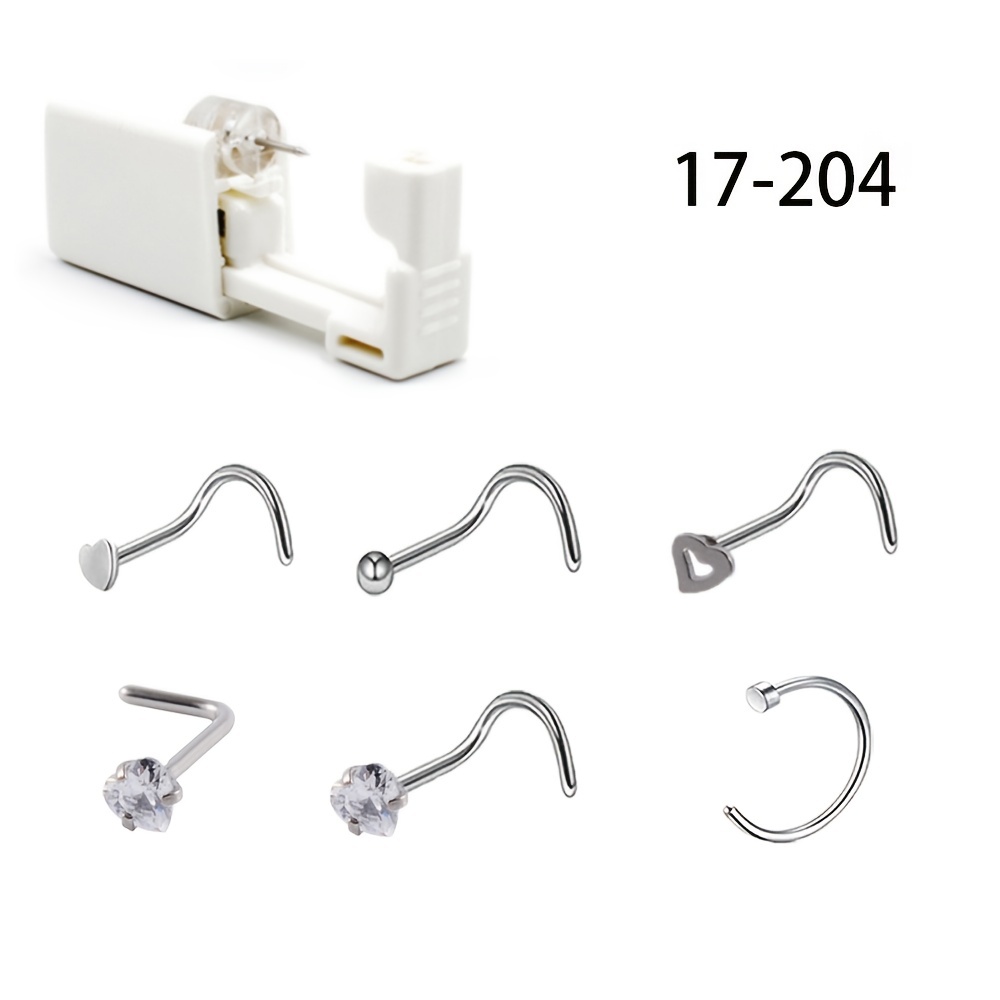 WillTen Nasenpiercing Set 12-teilig - Mit Piercing-Pistole Und 20G L-Form Steckern