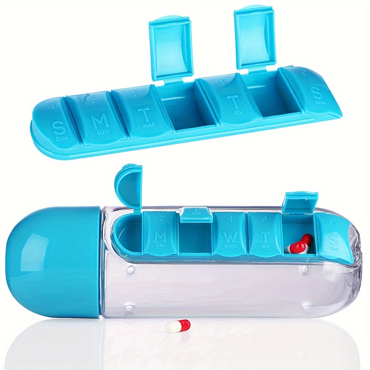 Creative Water Bottle With 7-day Pill Box 2-in-1 Portable Bottle