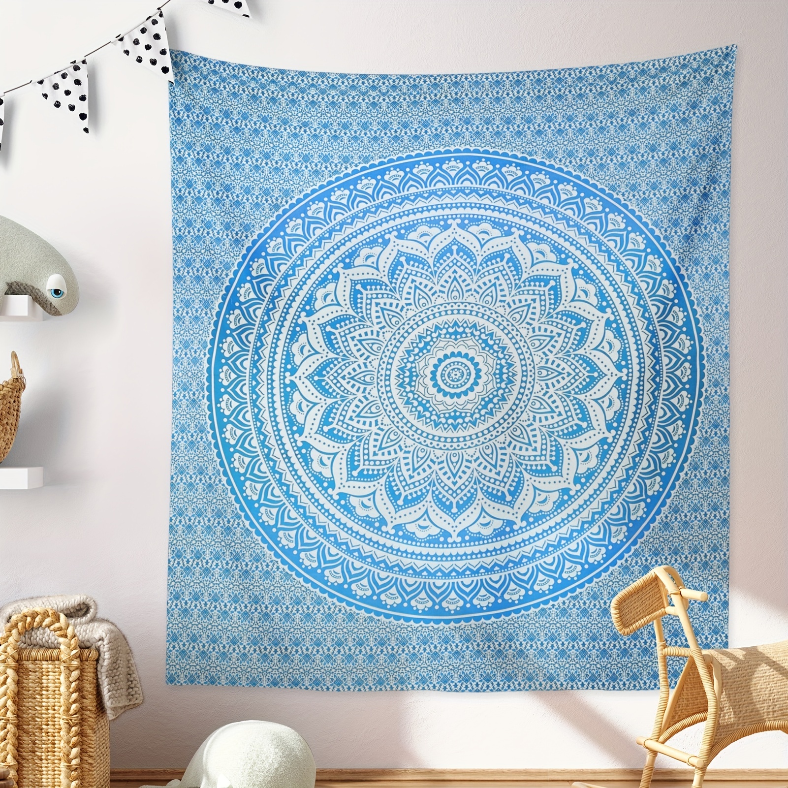 Blue Hippie Mandala Tapestry Bohemian Dorm Tapestry Bedroom Blanket