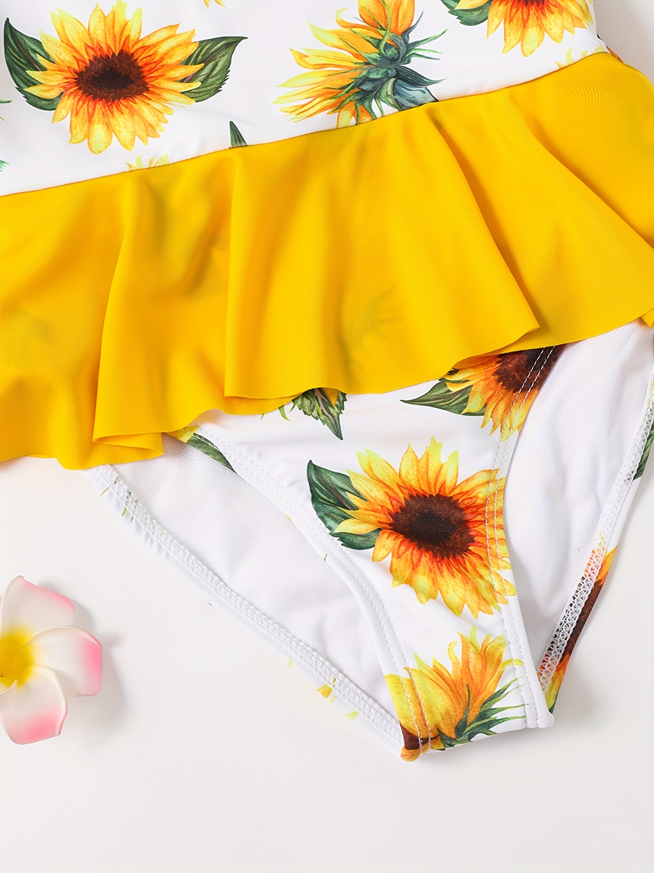 Girls Sunflower Graphic Bikini Suit Cute Kids Swimsuit - Temu
