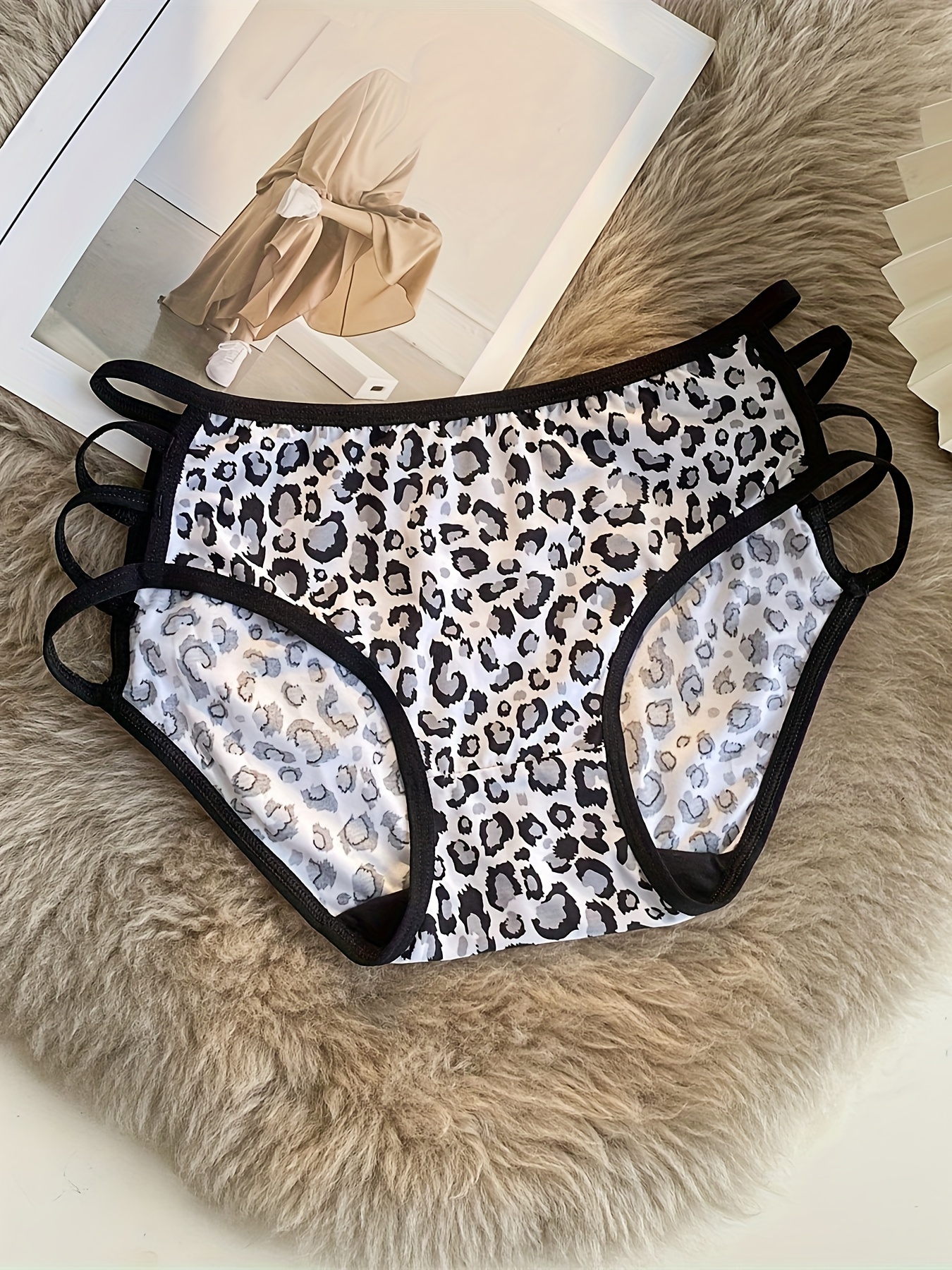 Leopard Contrast Lace Briefs Sexy Comfy Low Waist Intimates - Temu Canada