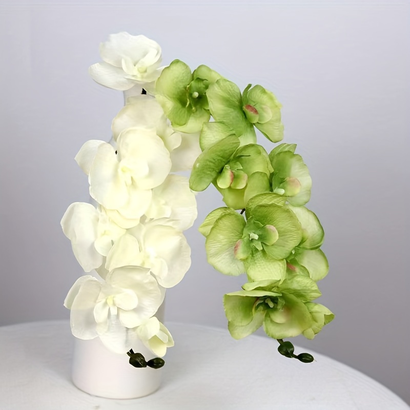 2 pièces tiges d'orchidées artificielles Real Touch Orchid Hauteur Faux  Phalaenopsis Fleur Fleur Artificielle pour