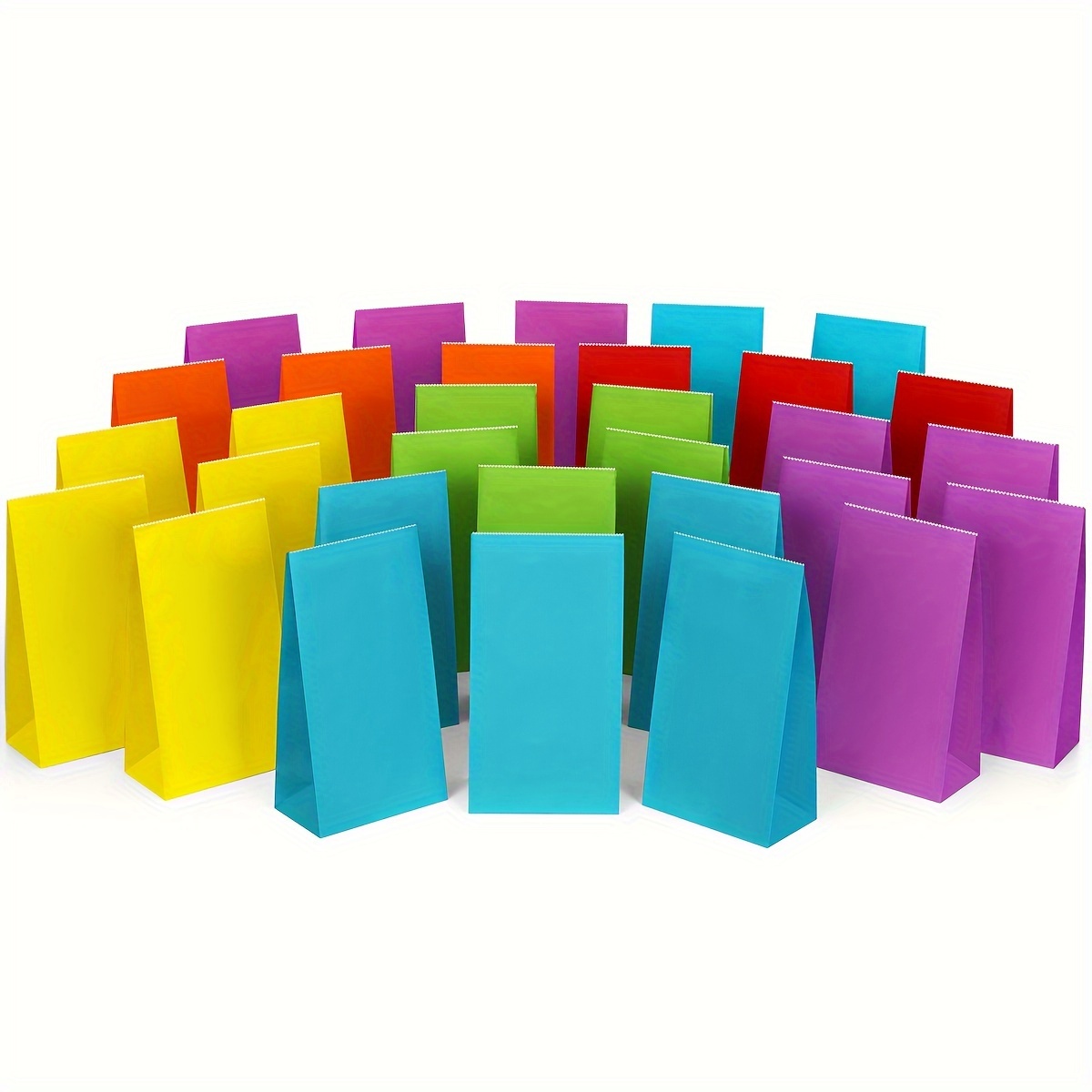 

30/60pcs Paper Party Favor Gift Bags 5x2.95x9.45 Inches/12.7x7.5x24cm Assorted Rainbow Colors Bags For Party, Wedding, Baby Shower, Birthday, Small Gift Bags Snack Bags
