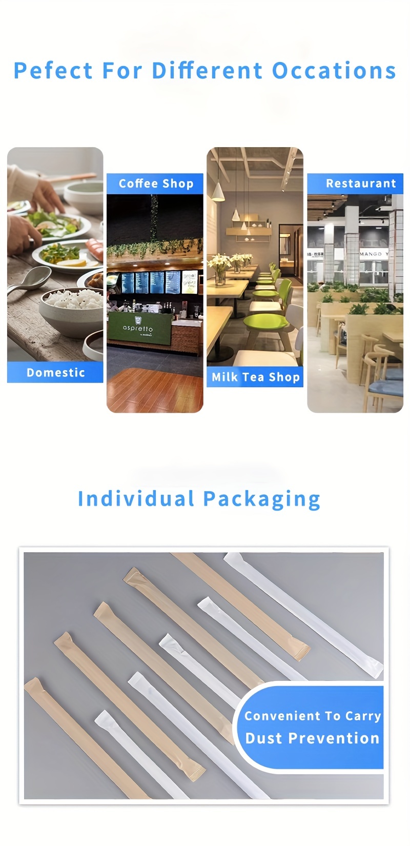 Disposable Thin Straws Individually Wrapped Juice Beverage Milk Tea Coffee  Straws - Temu