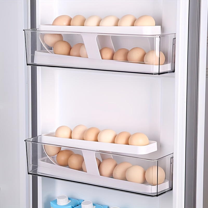 1pc rolling egg storage box side door egg rack holder for refrigerator egg organizer random color details 3