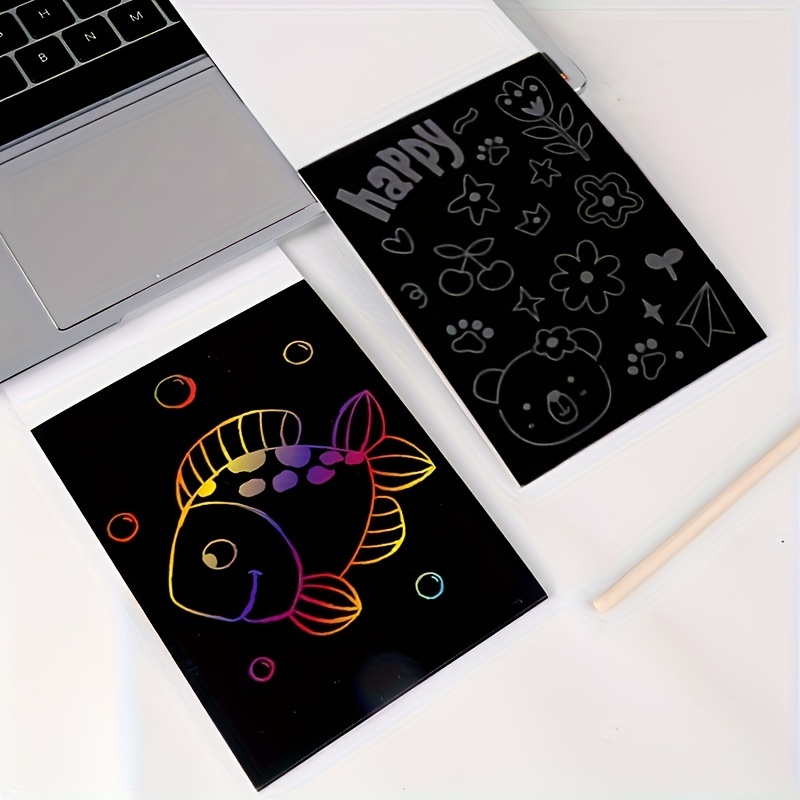 Rainbow Magic Scratch Paper Art Set Black Scratch It Off Art - Temu
