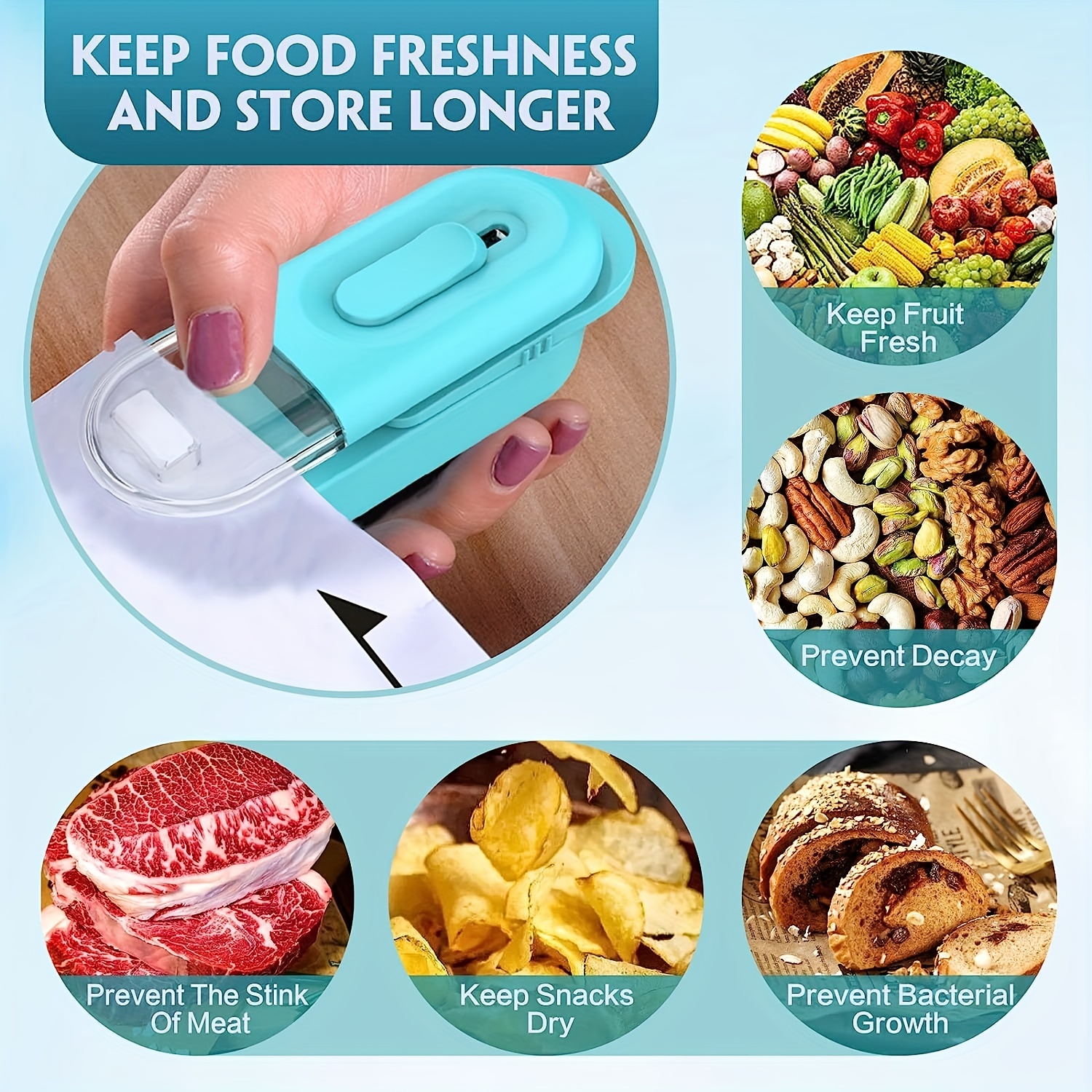 Mini Bag Sealer, 1 Handheld Portable Chip Bag Sealer, Heat Seal With Cutter,  For Snack Plastic Bags Storage - Temu