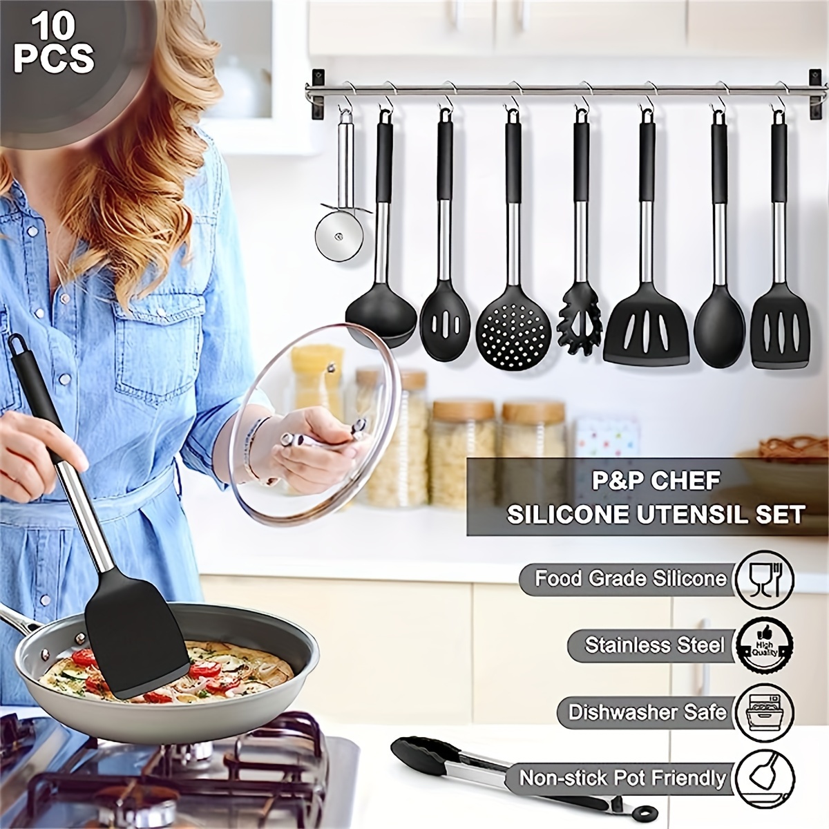 Silicone Cooking Utensil Set Chef Silicone Cooking Kitchen - Temu