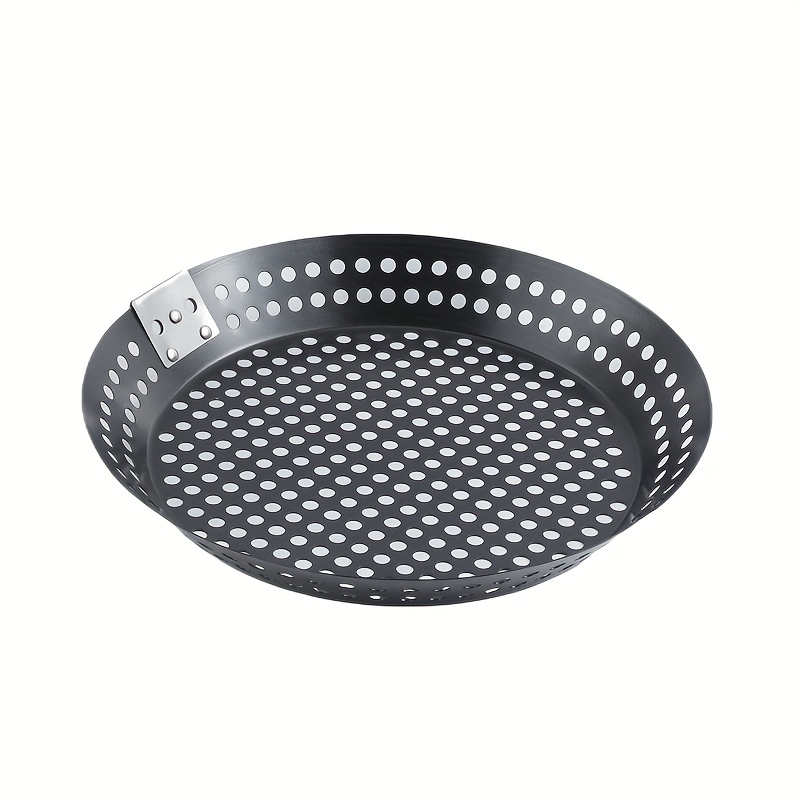 Removable Handle Perforated Pizza Pan, Detachable Handle With Perforated  Pizza Plate, Durable Iron Modern Frying Duck And Chicken Leg Pizza Making  Pot Pan, Portable Baking Outdoor Camping Grill Tray, Bbq Accessories 