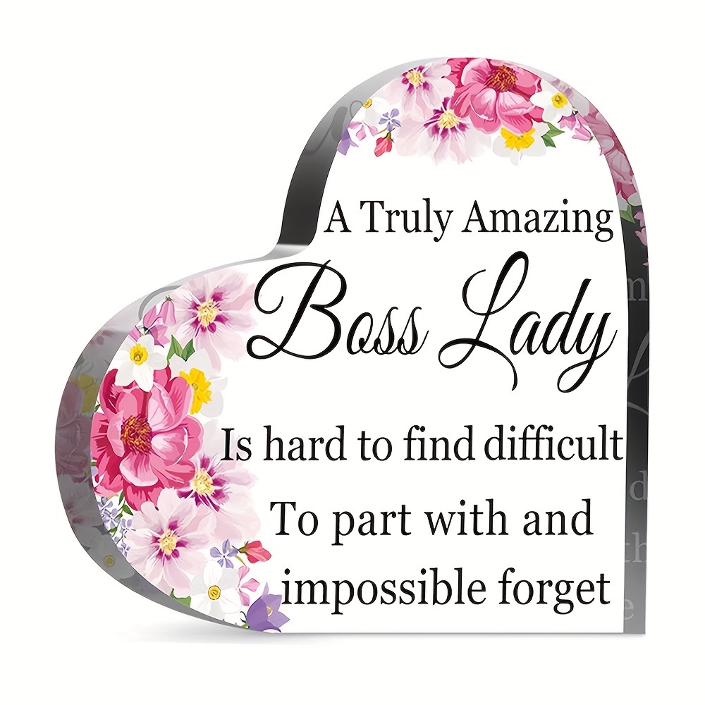 BAUBLEDAZZ Boss Lady Gifts for Women, Boss Lady Office Decor- Boss Lady  Desk Decor with Wooden Base- Best Boss Gifts for Women, Boss Birthday  Gifts