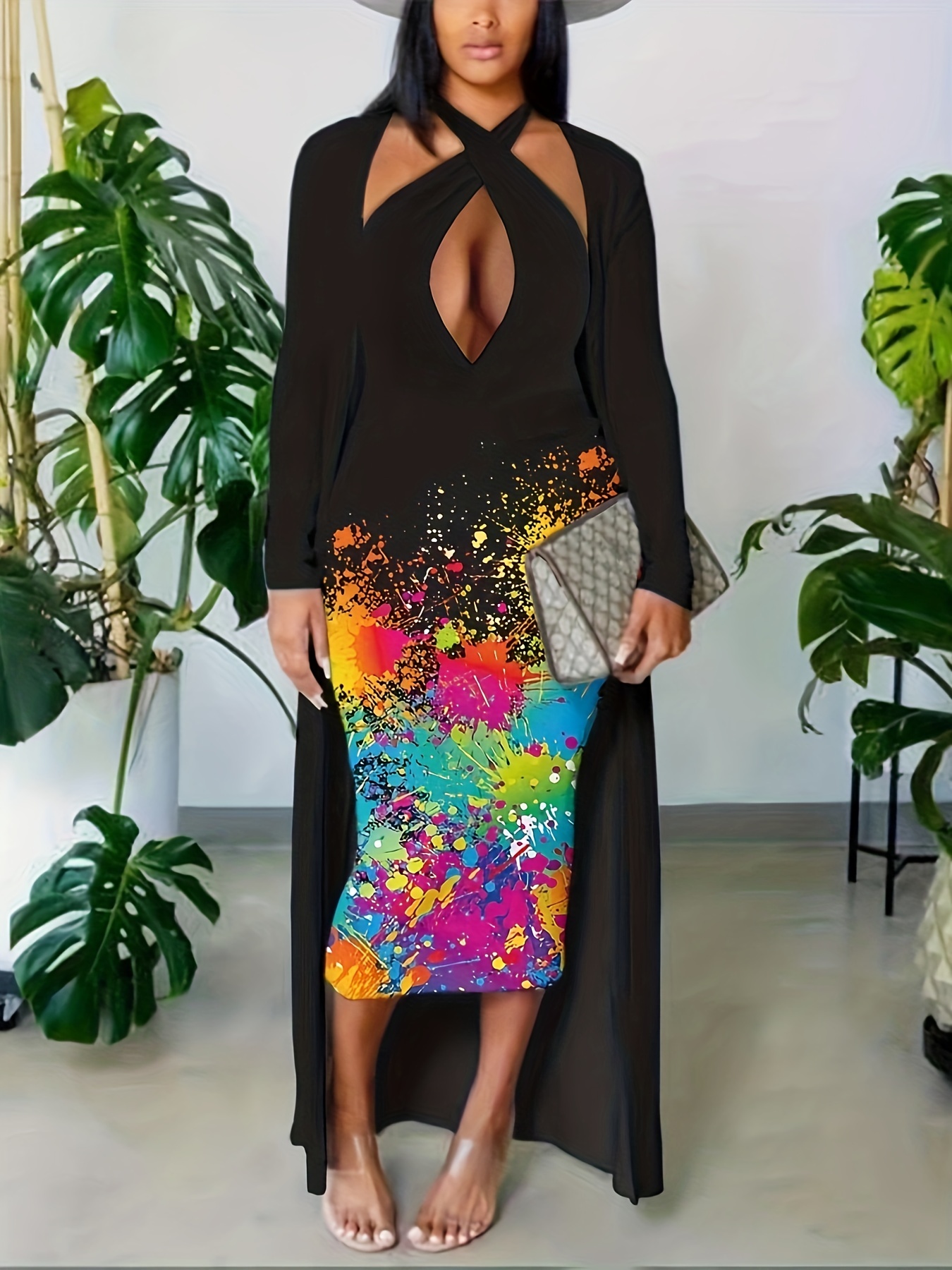Women's Cardigan & Halter Dress Set - Spring & Fall Outfit