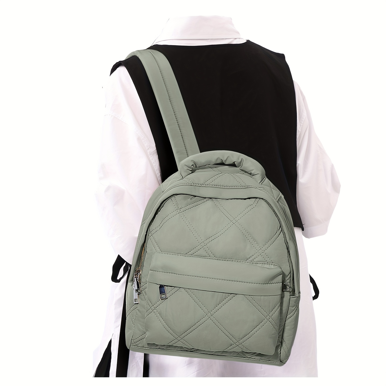 Quilted multi-pocket backpack
