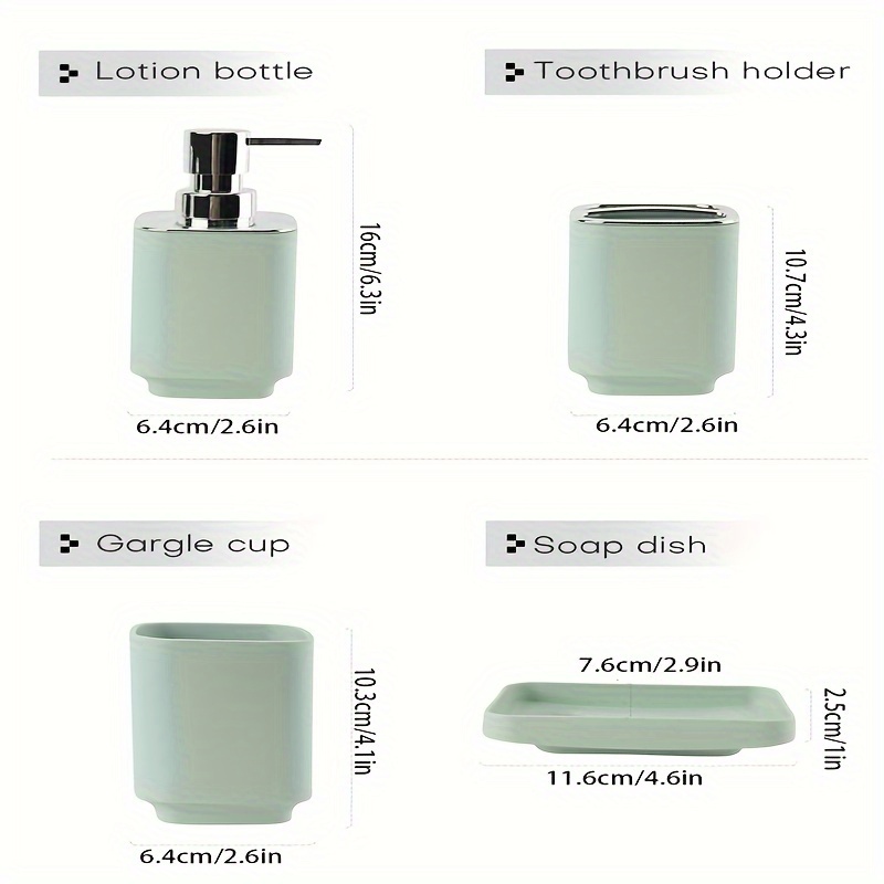 Juego de accesorios de baño de 6 piezas, juego de botellas de loción de  plástico, soporte para cepillo de dientes, taza de dientes, jabonera,  cepillo