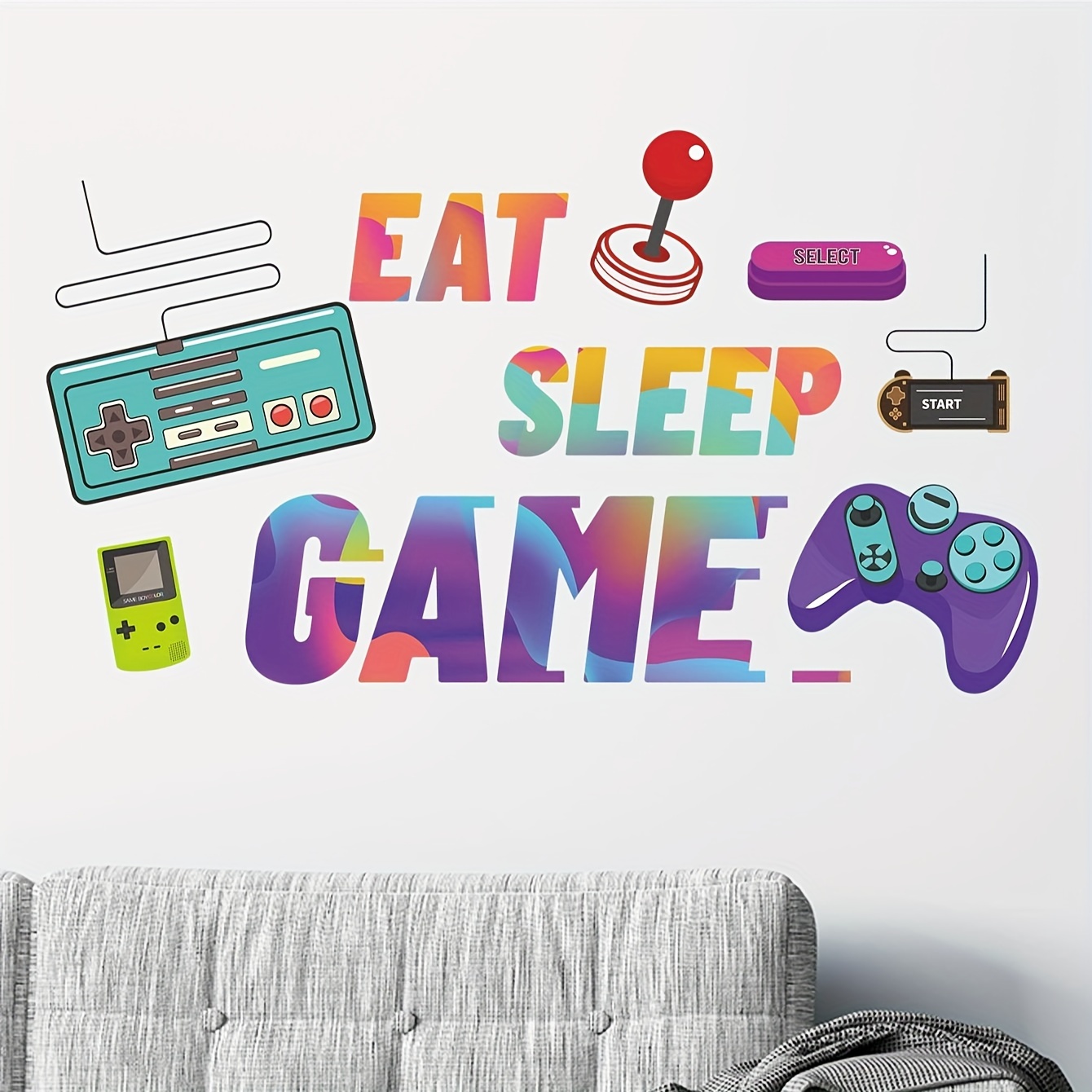Game Wall Stickers Gaming Controller Joystick Playroom Wall - Temu