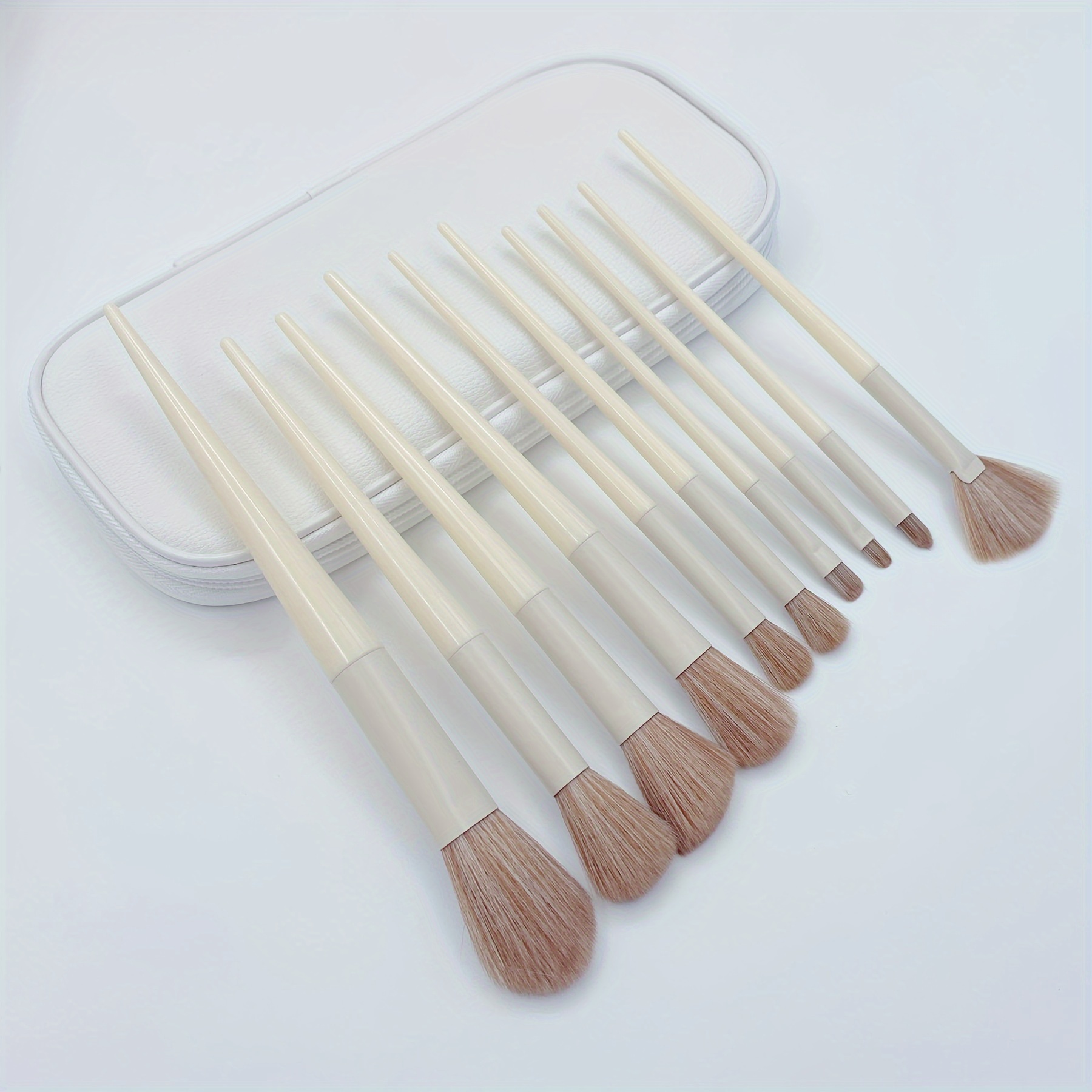 Makeup Brush Set With Pu Bag Milk White Makeup Brush With - Temu