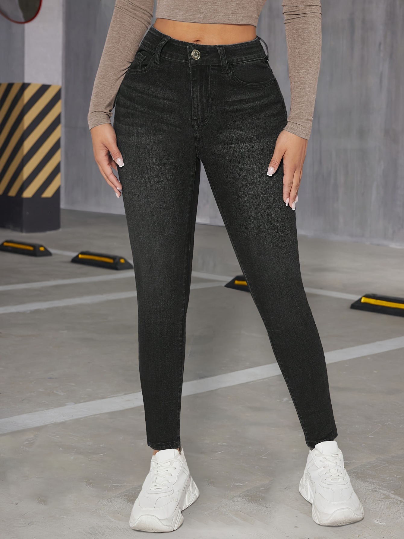 Skinny Fit High Waist Jeans Women - Temu