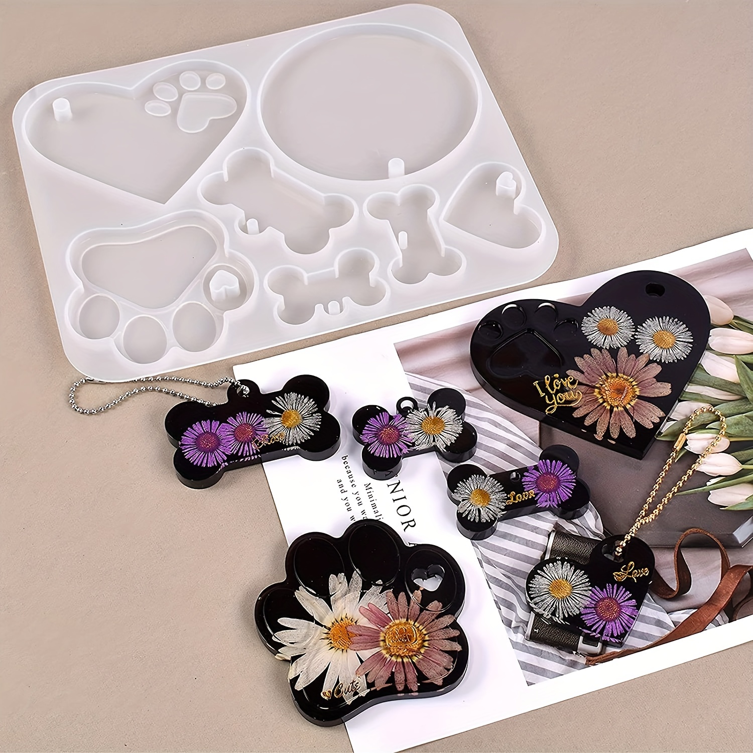 Pet Series Collar Tag Resin Mold Silicone Casting Mold Id - Temu