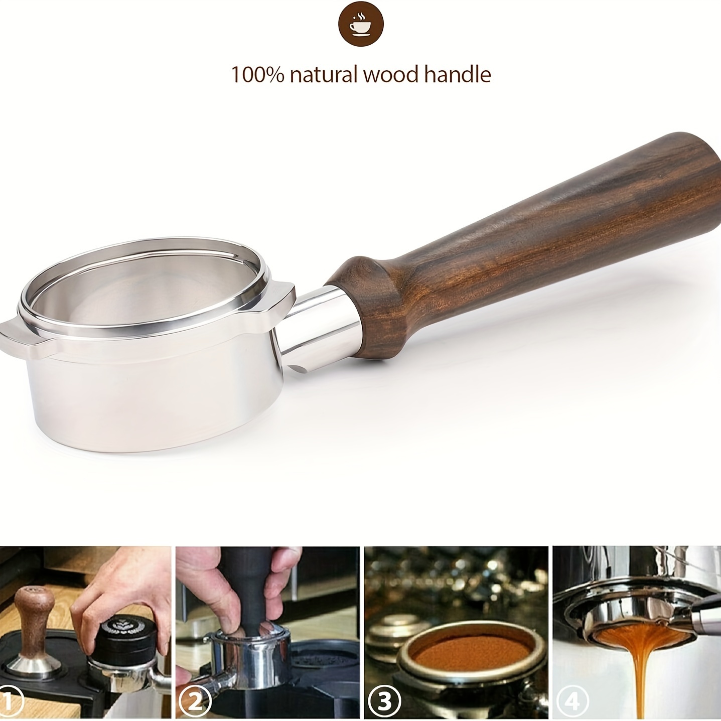  Portafilter 54mm Double Spout Compatible with Breville Bambino  Plus (BES500)/ Infuser (BES840XL) with Wooden Handle: Home & Kitchen